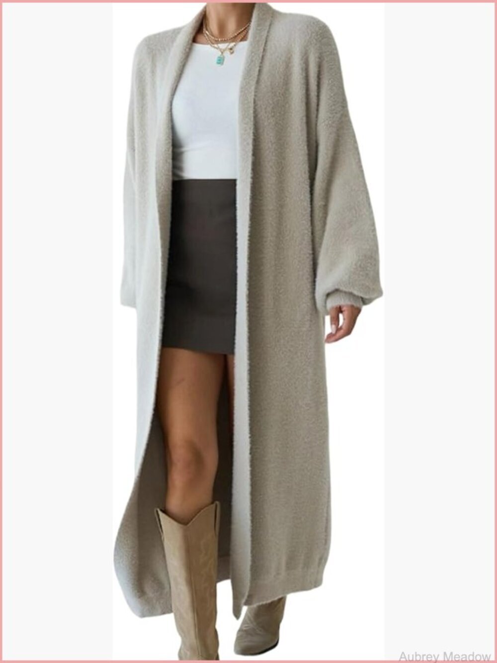 Fuzzy Long Cardigan Sweater Oversized Open Front Knit Maxi Duster Coat
